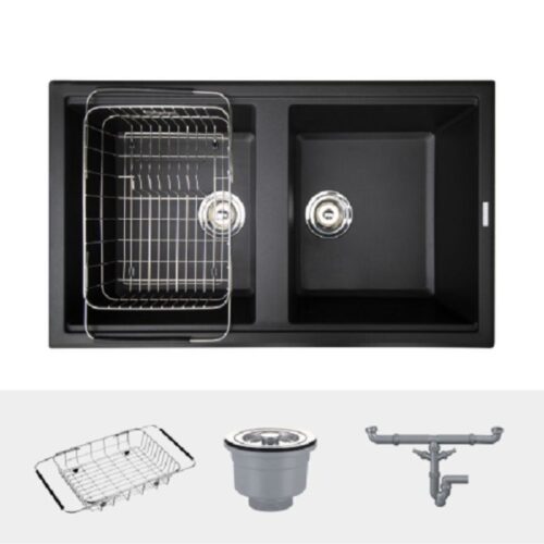 Chậu rửa bát Konox Granite Sink Phoenix Smart 860 Black 3 Chi tiết chậu rửa bát Konox Granite Sink Phoenix Smart 860 Black