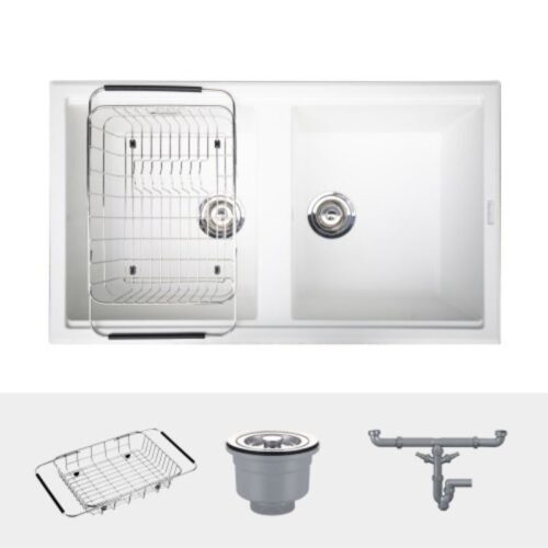 Chậu rửa bát Konox Granite Sink Phoenix Smart 860 White Silver 5 Chi tiết chậu rửa bát Konox Granite Sink Phoenix Smart 860 White Silver