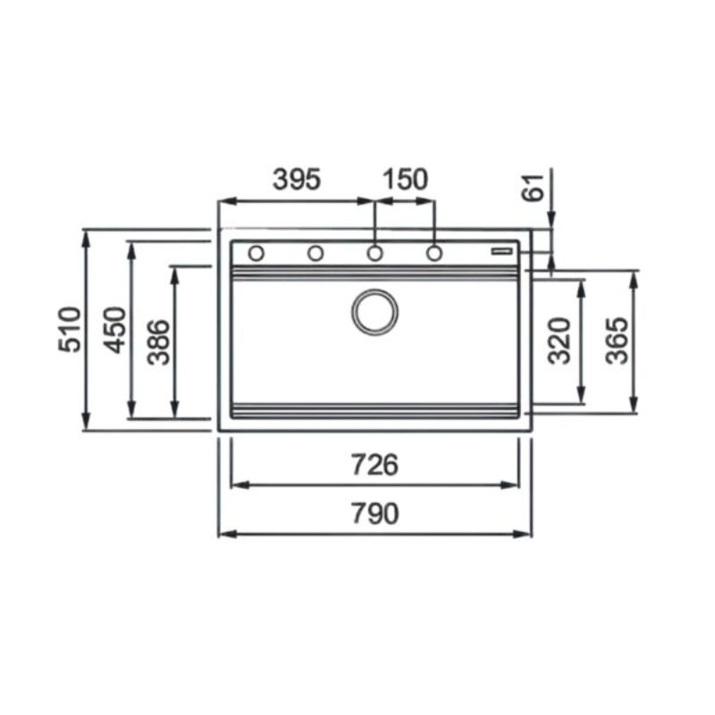 Kích thước chậu rửa bát đá 1 hố Konox Terra 790S Grey Kích thước chậu rửa bát đá 1 hố Konox Terra 790S Grey