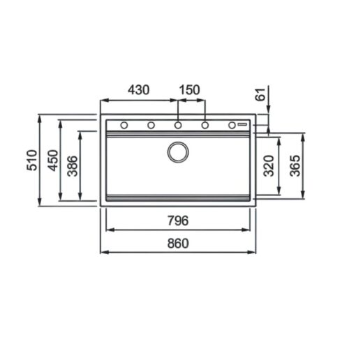 Chậu rửa bát đá 1 hố Konox Terra 860S Grey 4 Kích thước chậu rửa bát đá 1 hố Konox Terra 860S Grey