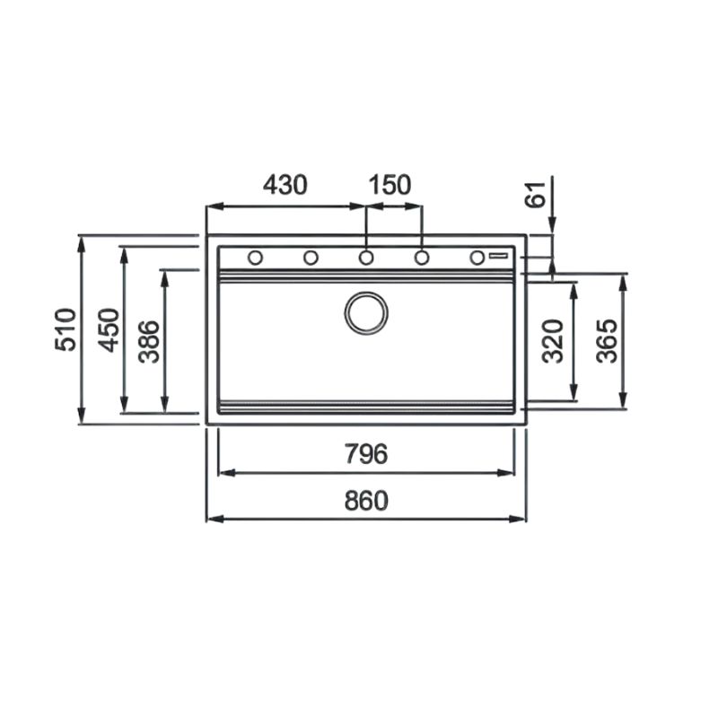Kích thước chậu rửa bát đá 1 hố Konox Terra 860S Grey Kích thước chậu rửa bát đá 1 hố Konox Terra 860S Grey