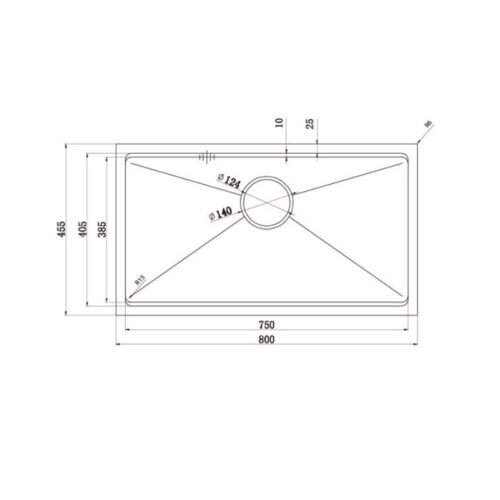 Chậu rửa bát Konox Workstation KN8046SU Basic 3 Kích thước chậu rửa bát Konox Workstation KN8046SU Basic