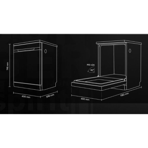 Máy rửa bát độc lập Junger DWJ-140 5 Kích thước máy rửa bát độc lập Junger DWJ-140
