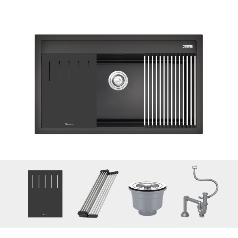 Phụ kiện chậu rửa bát đá 1 hố Konox Terra 860S Black Phụ kiện chậu rửa bát đá 1 hố Konox Terra 860S Black