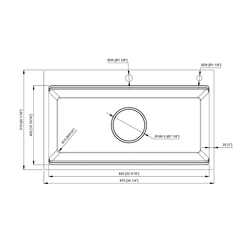 Kích thước chậu rửa bát 1 hố Konox KN8751TS Dekor Kích thước chậu rửa bát 1 hố Konox KN8751TS Dekor