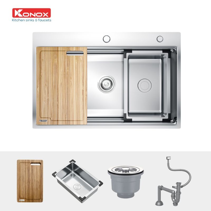 Chi tiết chậu rửa bát Konox KN7650TS Chi tiết chậu rửa bát Konox KN7650TS