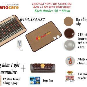 Thảm/Nệm đá nhiệt nóng Hàn Quốc Fanocare KT 50x80cm kèm 12 đèn lazer  (Tặng quà)