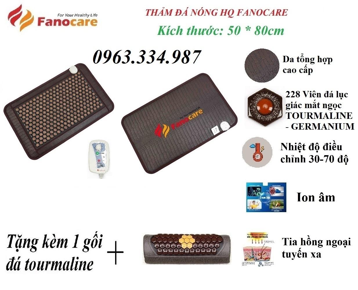 Thảm đá nhiệt nóng Hàn Quốc Fanocare đá lục giác mắt ngọc kích thước 50*80cm (thảm lửng/Thảm đắp) (tặng quà))
