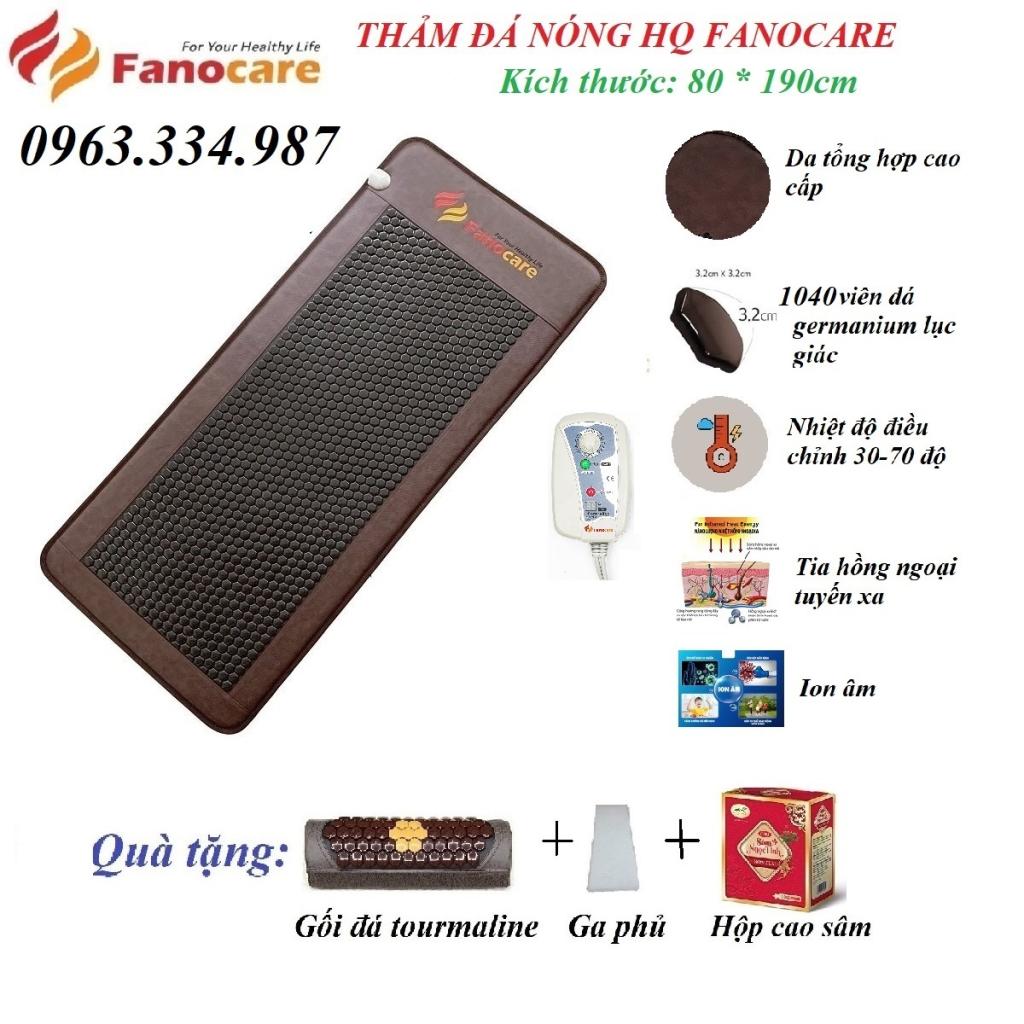 Thảm/nệm đá nhiệt nóng Hàn Quốc Fanocare KT 80*190cm đá lục giác màu đen (Tặng quà)