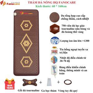 Thảm đá nhiệt nóng Hàn Quốc Fanocare KT 60x160cm giúp xông hơi thải độc, giảm đau lưng, cột sống, ngủ ngon  (Tặng quà)