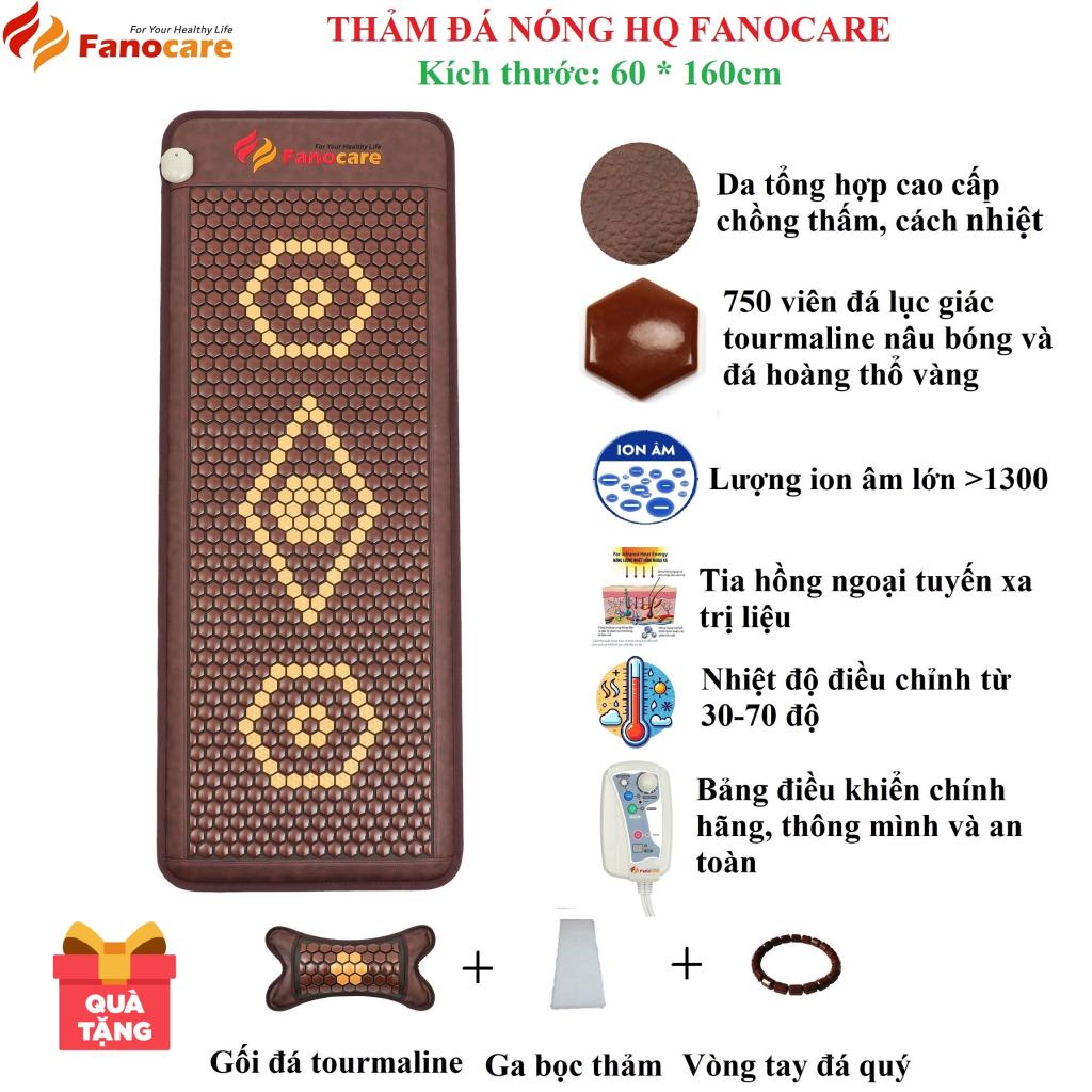Thảm đá nhiệt nóng Hàn Quốc Fanocare KT 60x160cm giúp xông hơi thải độc, giảm đau lưng, cột sống, ngủ ngon  (Tặng quà)