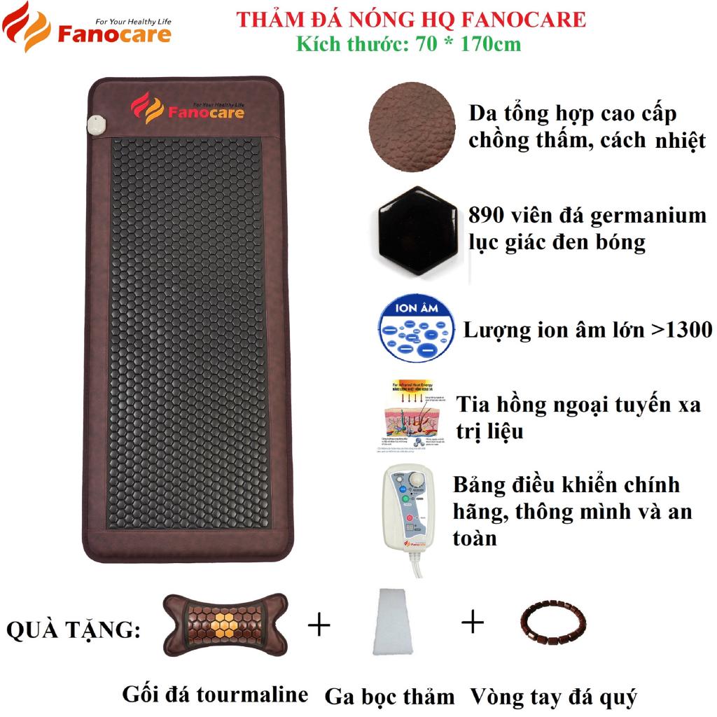 Thảm/nệm đá nhiệt nóng Hàn Quốc Fanocare KT 70*170cm đá lục giác màu đen bóng (Tặng quà)