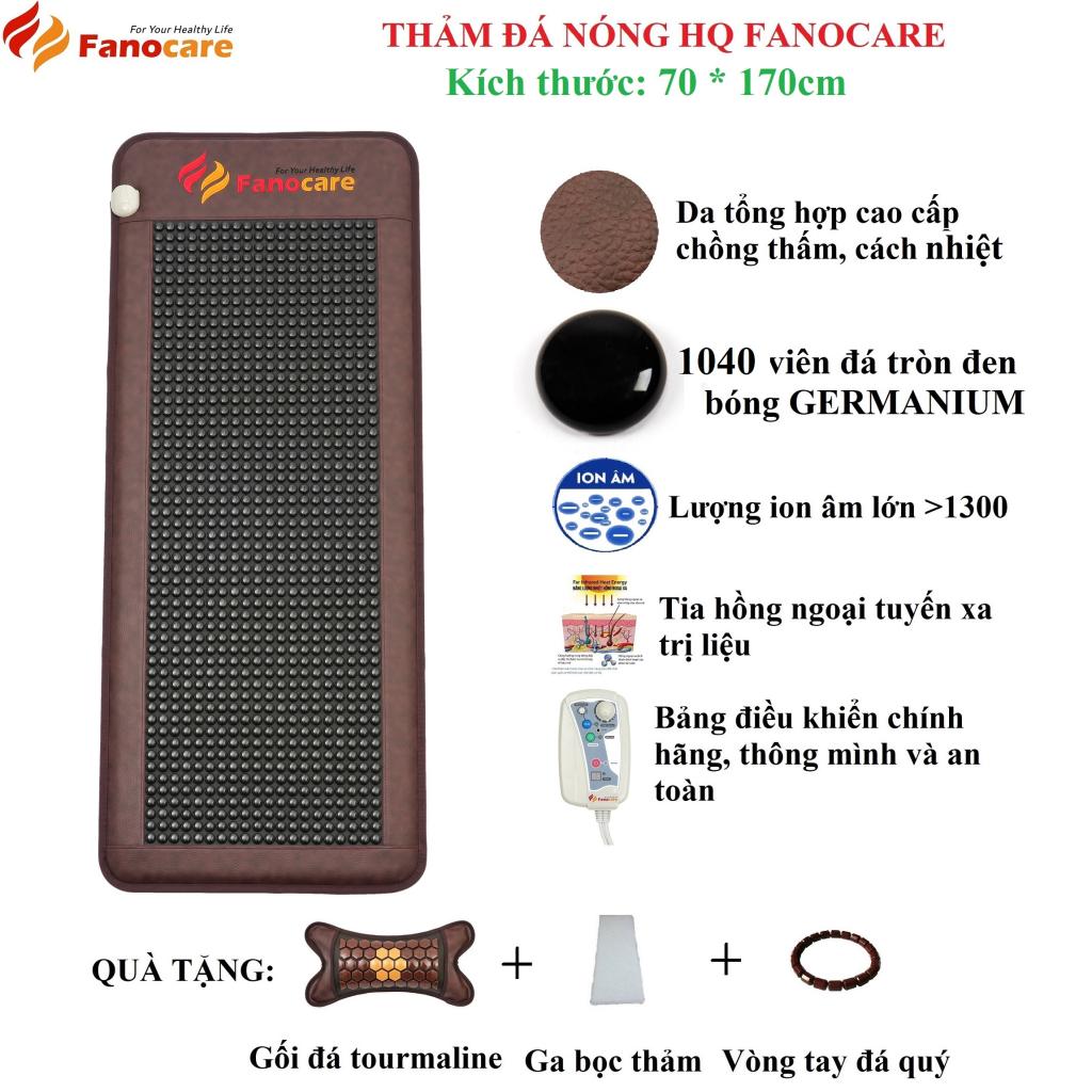 Thảm/nệm đá nhiệt nóng Hàn Quốc Fanocare KT 70*170cm đá tròn đen nhánh (Tặng quà)