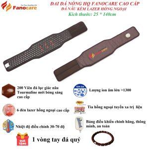 Đai đá nhiệt nóng đá HQ Fanocare KT 25*140cm kèm tia laze giúp giảm đau lưng, giảm mỡ bụng, thoát bị đĩa đệm