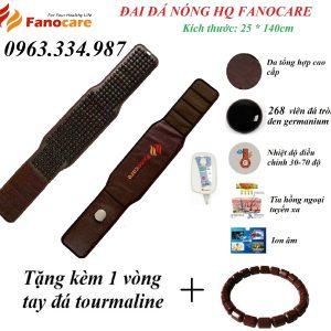 Đai đá nhiệt nóng germanium Hàn Quốc Fanocare tròn đen bóng giảm mỡ bụng, đau lưng đau cột sống FN03R (Tặng 1 vòng tay đá)