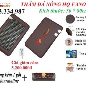 Thảm đá nhiệt nóng Hàn Quốc Fanocare đá lục giác đen bóng KT 50*80cm (thảm lửng/Thảm đắp) (tặng quà)