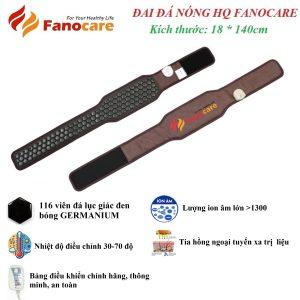 Đai đá nhiệt nóng germanium Hàn Quốc Fanocare tròn đen bóng giảm mỡ bụng, đau lưng đau cột sống KT 18*135cm (Tặng 1 vòng tay đá)