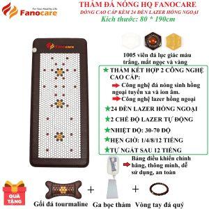 Thảm đá nhiệt nóng Fanocare dòng cao cấp KT 80*190cm đá trắng kèm 24 đèn lazer hồng ngoại(Tặng quà)
