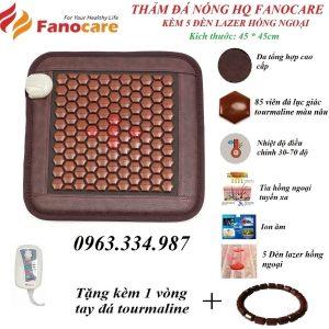 Thảm đá nhiệt nóng Fanocare dòng cao cấp KT 45*4cm đá lục giác nâu kèm 5 đèn lazer hồng ngoại (Quà tặng)