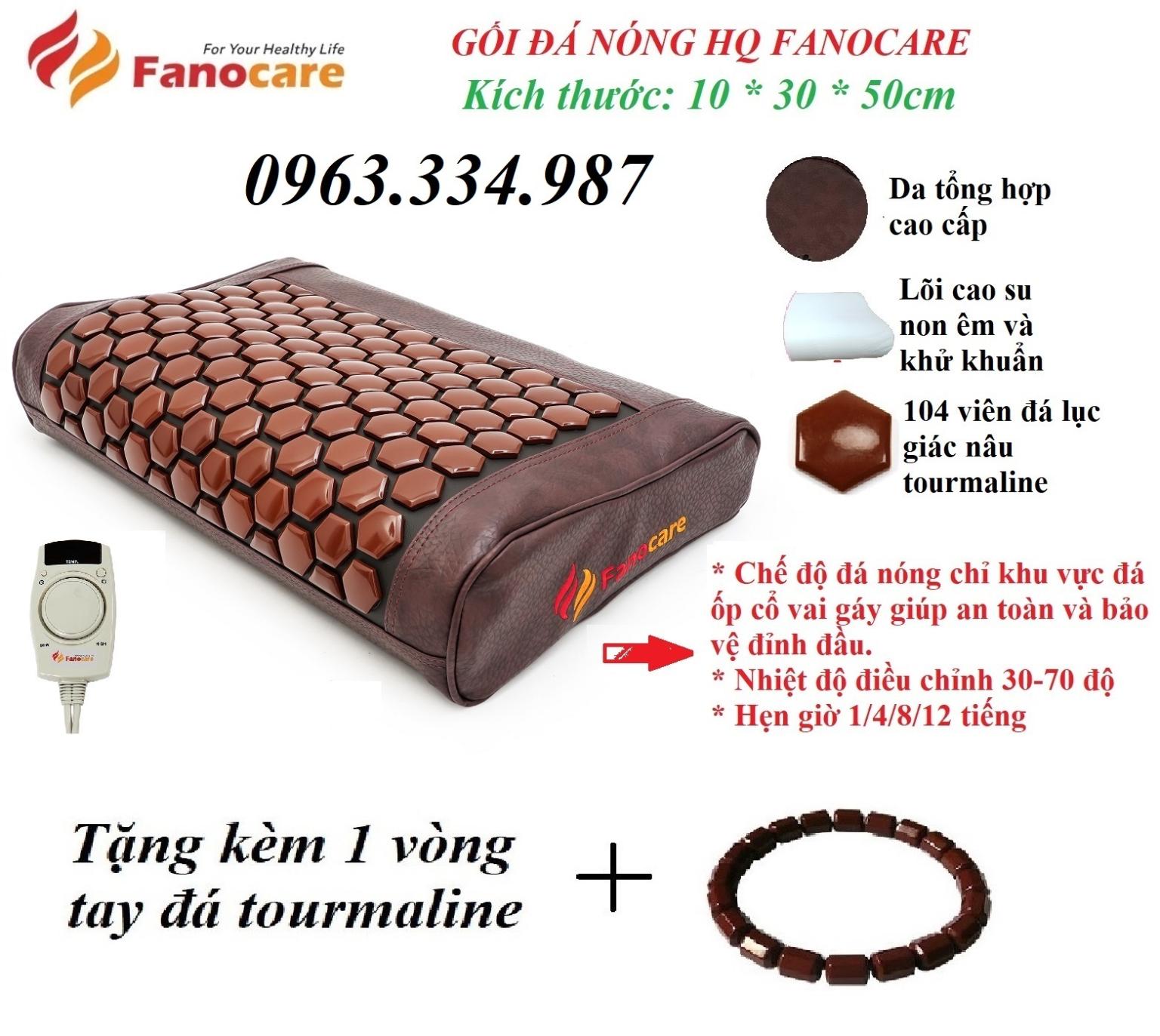 Gối đá nhiệt nóng HQ Fanocare KT 10*30*50cm giảm đau mỏi vai gáy và đỡ đầu ngủ qua đêm (Tặng quà)