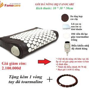 Gối đá nhiệt nóng HQ Fanocare KT 10*30*50cm đá lục giác trắng giảm đau mỏi vai gáy và đỡ đầu ngủ qua đêm (Tặng quà)