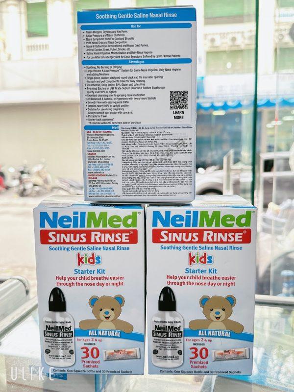 Bình rửa mũi, dụng cụ rửa mũi cho trẻ em NeilMed Kids Starter Kit (30 gói muối) - Mỹ 2 brm neil med 2