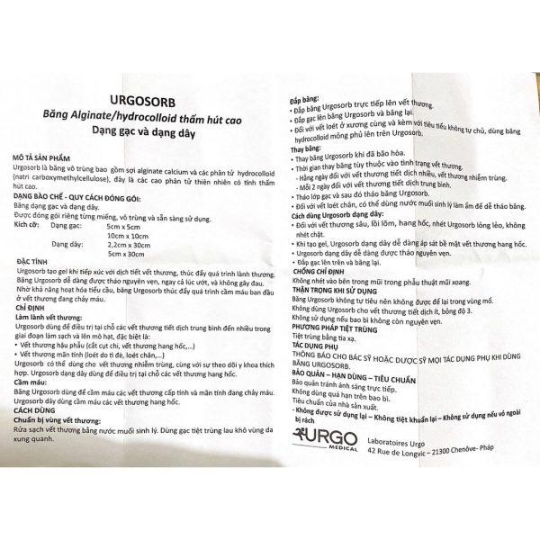 URGOSORB ROPE (2.2cmx30cm) DẠNG DÂY - Băng Alginate/hydrocolloid thấm hút cao 3 urgo sorb 4