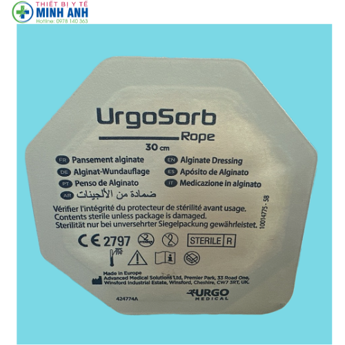 URGOSORB ROPE (2.2cmx30cm) DẠNG DÂY - Băng Alginate/hydrocolloid thấm hút cao