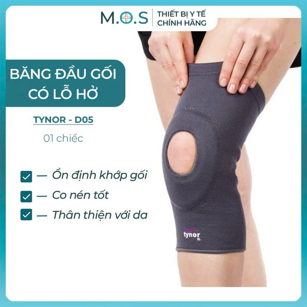 Đai gối có lỗ hở bánh chè Tynor D05, giảm đau khớp gối, hỗ trợ viêm khớp và bảo vệ ổn định khớp gối