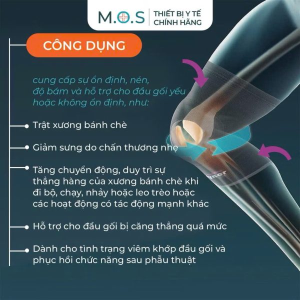 Đai gối có lỗ hở bánh chè Tynor D05, giảm đau khớp gối, hỗ trợ viêm khớp và bảo vệ ổn định khớp gối 4 Bang dau goi co lo ho tynor 7