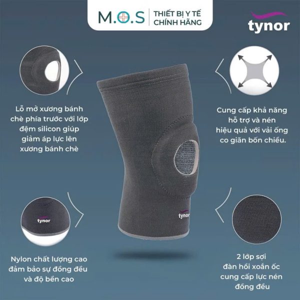 Đai gối có lỗ hở bánh chè Tynor D05, giảm đau khớp gối, hỗ trợ viêm khớp và bảo vệ ổn định khớp gối 5 Bang dau goi co lo ho tynor 8