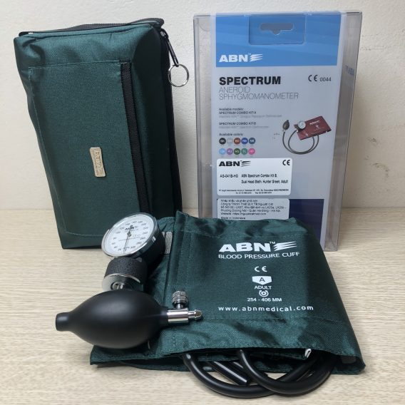 Bộ máy đo huyết áp cơ ABN Màu Xanh Lá 16 Bộ máy đo huyết áp cơ ABN Màu Xanh Lá gồm hộp đựng, túi bảo quản cao cấp, đồng hồ quả bóp và bao đo huyết áp