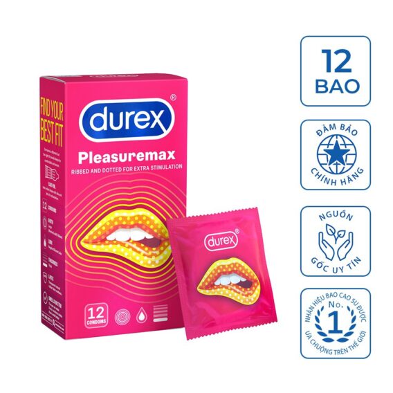 Bao Cao Su Durex Pleasuremax Hộp 12 Cái sử dụng lâu dài cho cuộc yêu thêm nồng nàn
