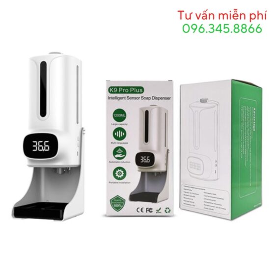 Máy K9 Pro Plus Đo Nhiệt Độ Tay rửa tay khử khuẩn tự động phù hợp cho trường học, bệnh viện, phòng khám, văn phòng.