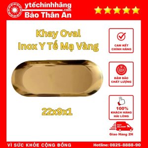 Khay Hình Oval Inox Mạ Vàng 22x9x1