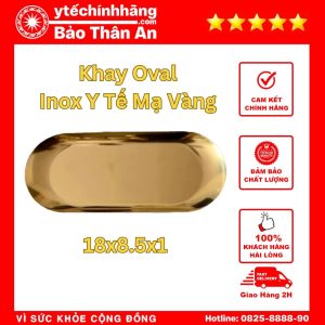 Khay Hình Oval Inox Mạ Vàng 18x8x1