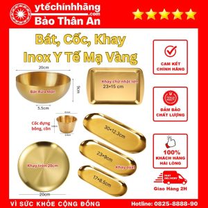 Dụng Cụ Spa Y Tế Inox Mạ Vàng - Bát, Cốc, Khay Chữ Nhật, Khay Oval, Khay Hình Tròn