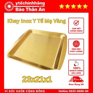 Khay Hình Chữ Nhật Inox Mạ Vàng 23x21x1
