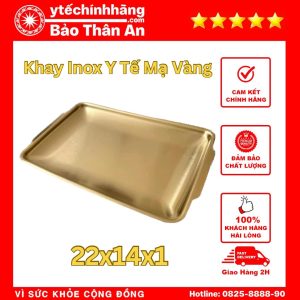 Khay Hình Chữ Nhật Inox Mạ Vàng 22x14x1