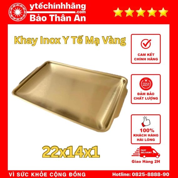 Khay Hình Chữ Nhật Inox Mạ Vàng 22x14x1 5 Dung Cu Spa Y Te Inox 7