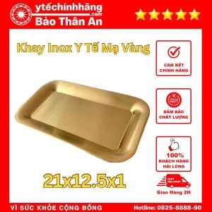 Khay Hình Chữ Nhật Inox Mạ Vàng 21x12x1