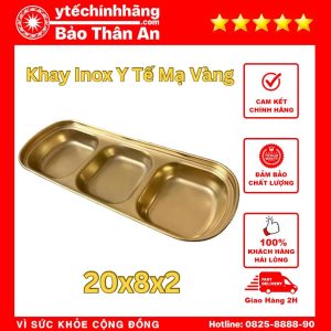 Khay 3 Ngăn Inox Mạ Vàng 20.5x8.5x2.5