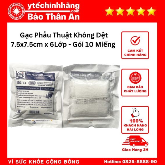 Gac Phau Thuat Khong Det 75mm x 75mm x 6Lop Goi 10 Mieng 1