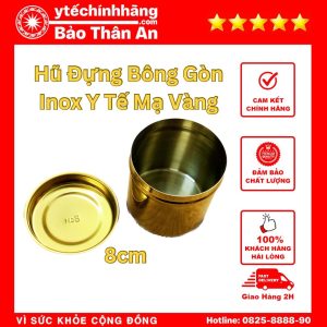 Hũ Đựng Bông Gòn Inox Mạ Vàng 8x8