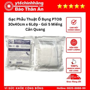 Gạc Phẫu Thuật Ổ Bụng 30cm x 40cm x 6Lớp Cản Quang - Gói 5 Miếng
