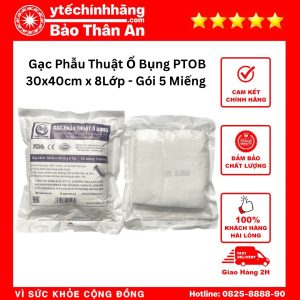 Gạc Phẫu Thuật Ổ Bụng 30cm x 40cm x 8Lớp - Gói 5 Miếng
