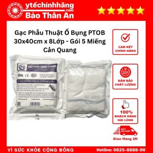 Gạc Phẫu Thuật Ổ Bụng 30cm x 40cm x 8Lớp Cản Quang - Gói 5 Miếng