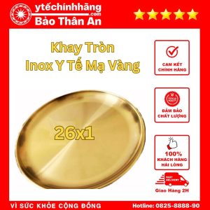 Khay Hình Tròn Inox Mạ Vàng 26x1