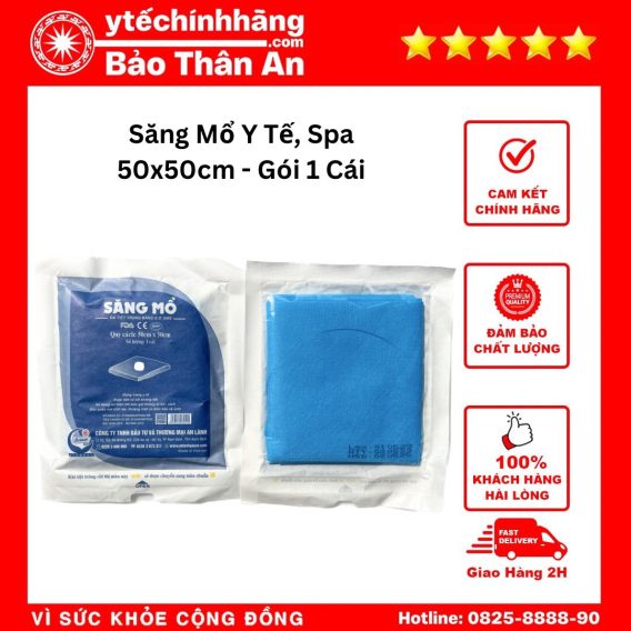 Săng Mổ An Lành Các Kích Cỡ 32 Săng Mổ An Lành 50cm x 50cm Có Lỗ - Gói 1 Cái
