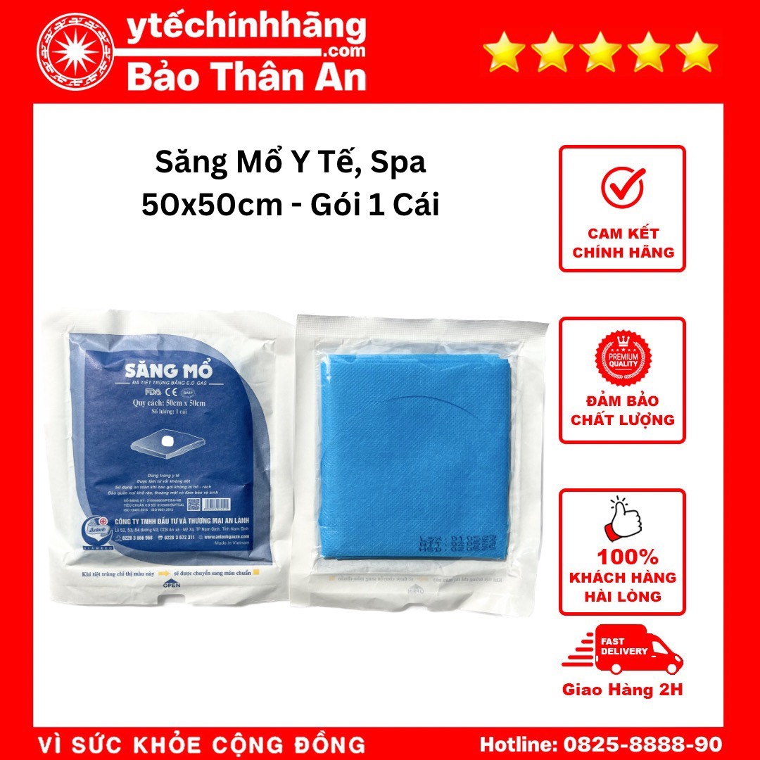 Săng Mổ An Lành 50cm x 50cm Có Lỗ - Gói 1 Cái Săng Mổ An Lành 50cm x 50cm Có Lỗ - Gói 1 Cái
